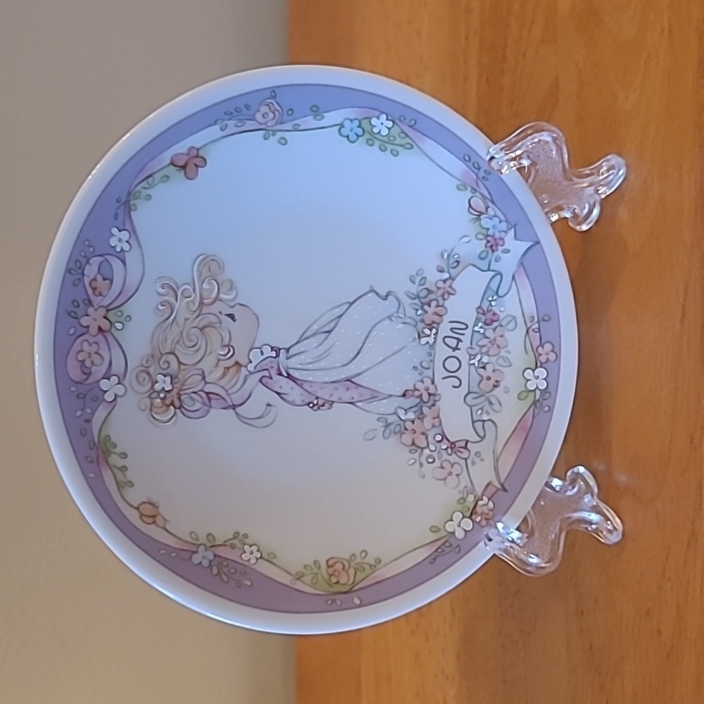 ENESCO PRECIOUS MOMENTS Vintage 1991 'Joan' Girl With Flowers Mini Plate